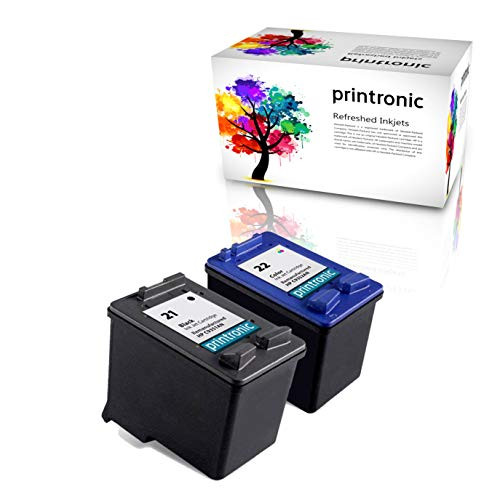 Printronic Remanufactured Ink Cartridge Replacement 2 Pack for HP 21 and HP 22 (1 Black, 1 Color)