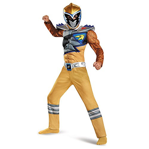 Disguise Gold Ranger Dino Charge Classic Muscle Costume, Medium (7-8)