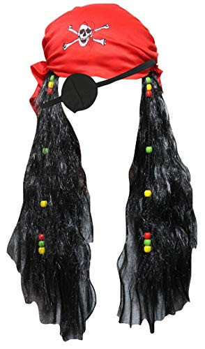 Petitebella Red Pirate Wig Costume (Red, One Size)