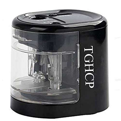 TGHCP Double Hole Electric Pencil Sharpener, Fast Sharpen Automatic Pencil Sharpener for 6-8MM & 9-12MM Diameter Pencils, USB/Battery Operated in School Classroom/Office/Home(Black)
