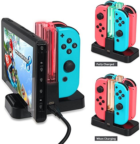 VSEER Controller Charger for Nintendo Switch, Joy-con Charging Dock with Pro Controller Charger for Nintendo Switch