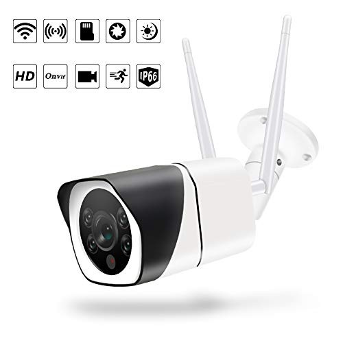 Outdoor WiFi Security Camera,1080P IP66 Waterproof Camera with Floodlight and Siren Alarm Two-Way Audio, Smart Night Vision Motion Detection Surveillance System with Cloud Service