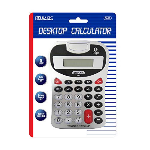 BAZIC 8-Digit Silver Desktop Calculator w/Tone (Box of 12)