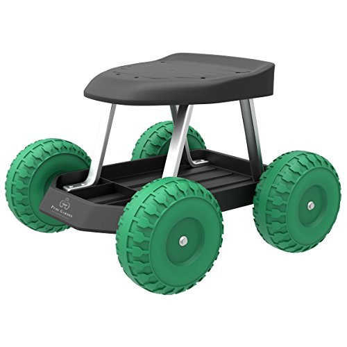 Pure Garden 82-VY021 Garden Cart Rolling Scooter with Seat and Tool Tray for We, 17.5x19