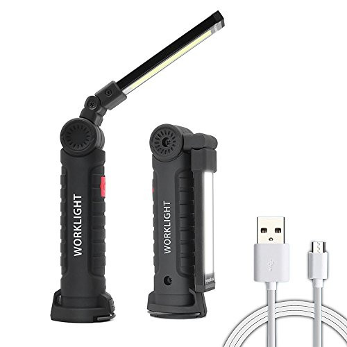 Rechargeable Handheld Work Light, RFWIN Portable Foldable Waterproof Lightweight COB Black LED Work Lights with Magnetic Base, 5 Working Modes LED Flashlight&Inspection Lamp for Work Repair Emergency