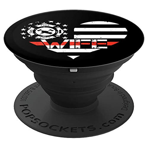 Proud Firefighter Wife Red Line Flag Heart PopSockets Grip and Stand for Phones and Tablets