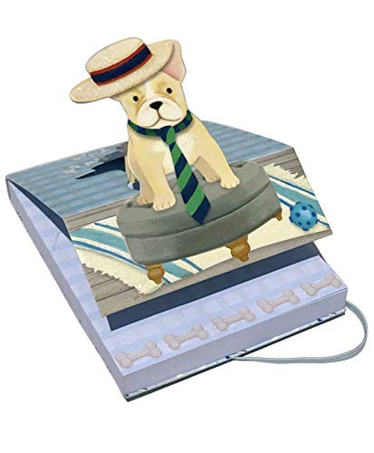Punch Studio Dapper Bulldog Pup Bungee Pop Up Mini Embellished Pocket Notepad, 60750