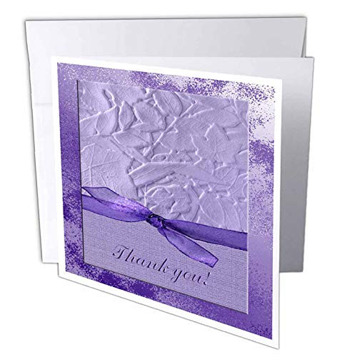 3dRose Purple Ribbon with Embossed Look Leaves, Thank you - Greeting Cards, 6 x 6 inches, set of 6 (gc_55075_1) 3dRose Purple Ribbon with Embossed Look Leaves, Thank you - Greeting Cards, 6 x 6 inches, set of 6 (gc_55075_1)
