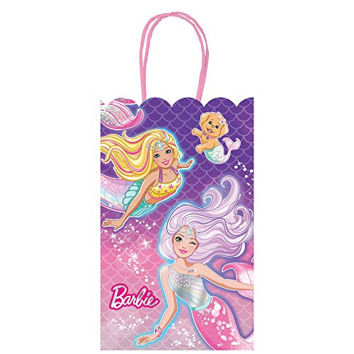 "Barbie Mermaid" Purple and Pink Party Paper Kraft Bags, 8 Ct.