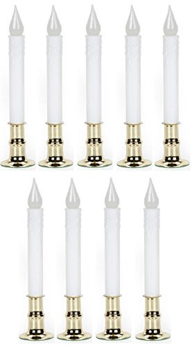 Darice 6204-02WW Battery Operated White 8-1/2" LED Window Candle w/ Timer - Quantity 9