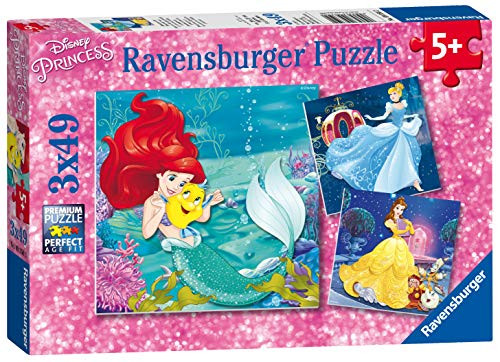 Ravensburger 09350 Disney Princesses - 3 X 49 Piece Jigsaw Puzzles - Value Set of 3 Puzzles in a Box  Every Piece is Unique, Pieces Fit Together Perfectly