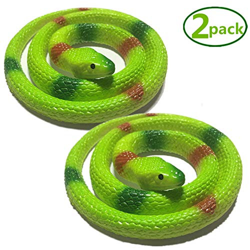 Homdipoo Realistic Fake Rubber Toy Snake Black Fake Snakes That Look Real Prank Stuff Cobra Snake 27 Inch Long (Green)