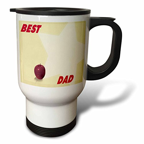 3dRose Red Apple and Star with Best Dad Words Stainless Steel Travel Mug, 14-Ounce