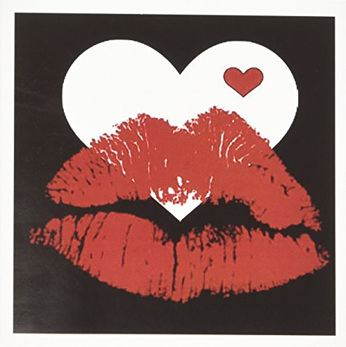 3dRose Red Lips Against A White Heart Against Black Background - Greeting Cards, 6 x 6 inches, set of 12 (gc_45406_2)