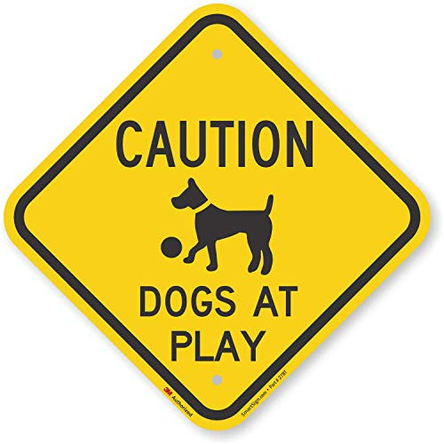 SmartSign "Caution - Dogs At Play" Sign | 12" x 12" 3M Engineer Grade Reflective Aluminum