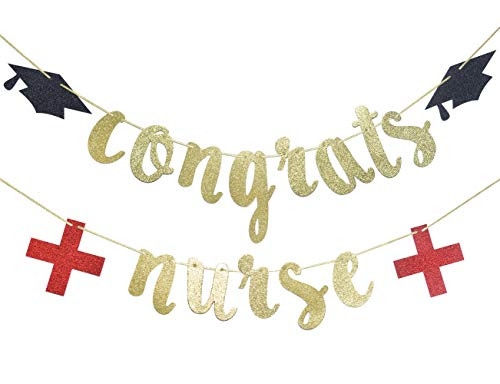Congrats Nurse Banner Gold & Red Glitter Banner, Nurse Graduation Party Decorations, RN Graduation Party Supplies. Congrats Nurse Banner Gold & Red Glitter Banner, Nurse Graduation Party Decorations, RN Graduation Party Supplies.