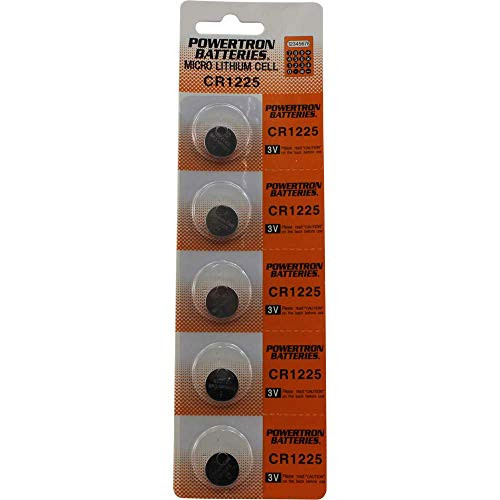 Powertron Battery CR1225 3V for Car Remote Key Fob Keyless Entry (Pack of 5)