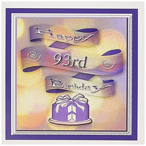 3dRose Ribbon and Cake Happy 93rd Birthday - Greeting Cards, 6 x 6 inches, set of 6 (gc_24488_1)