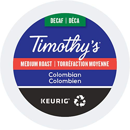 Timothy's, Colombian Decaf , Single-Serve Keurig K-Cup Pods, Medium Roast Coffee, 96 Count (4 Boxes of 24 Pods) Timothy's, Colombian Decaf , Single-Serve Keurig K-Cup Pods, Medium Roast Coffee, 96 Count (4 Boxes of 24 Pods)