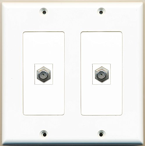 RiteAV - 2 Port Coax Cable TV- F-Type - Dual Gang Wall Plate