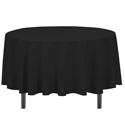 LinenTablecloth 90-Inch Round Polyester Tablecloth Black