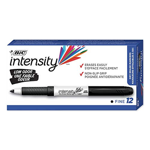 Great Erase Grip Dry Erase Markers, Fine Point, Black, Dozen