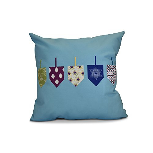 E by design PGHN569BL9-20 20 x 20 inch, Decorative Holiday Pillow, Geometric, Light Blue