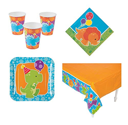 Little Dino Party Dinosaur Party Packs for 16 Guests! First Birthday Fun Party Tableware Supplies