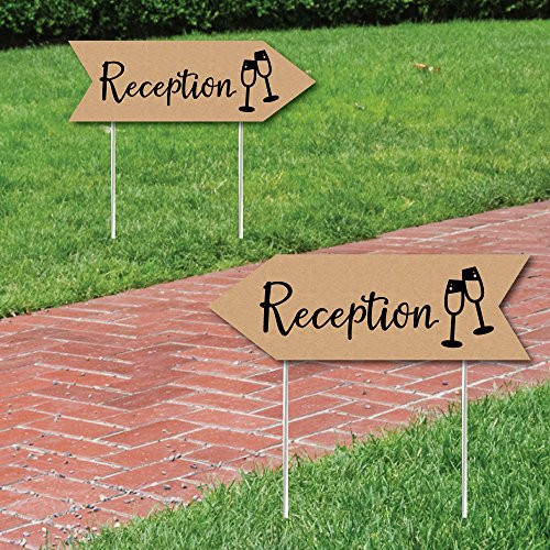 Rustic Wedding Reception Signs - Wedding Sign Arrow - Double Sided Directional Yard Signs - Set of 2 Reception Signs