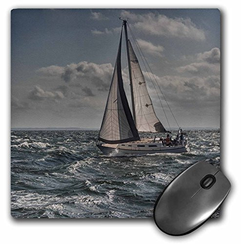 3dRose Sailboat in turbulent waters - Mouse Pad, 8 by 8 inches (mp_203178_1)