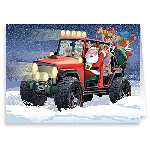 Santa's Jeep Christmas Card 18 Cards & 19 Envelopes