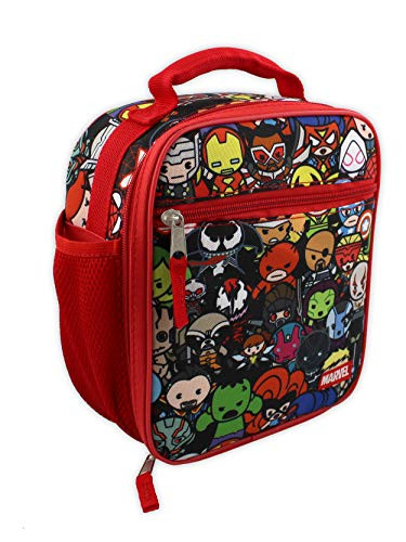 Marvel Kawaii Avengers Girls Boys Soft Insulated School Lunch Box (One Size, Red/Multi)
