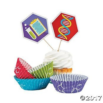 Fun Express Science Party Cupcake Liners with Picks - Makes 100 Treats