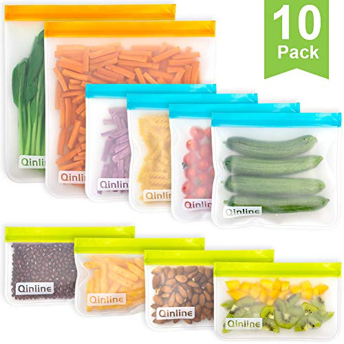 Reusable Storage Bags - 10 Pack BPA FREE Freezer Bags(2 Reusable Gallon Bags + 4 Leakproof Reusable Sandwich Bags + 4 THICK Reusable Snack Bags) Ziplock Lunch Bags for Food Marinate Meat Fruit Cereal Reusable Storage Bags - 10 Pack BPA FREE Freezer Bags(2 Reusable Gallon Bags + 4 Leakproof Reusable Sandwich Bags + 4 THICK Reusable Snack Bags) Ziplock Lunch Bags for Food Marinate Meat Fruit Cereal