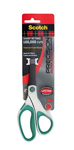 Scotch Precision Ultra Edge 8 Inch Scissors (1458TU-MIX), Blue, Green and Lavender, 6 Pack