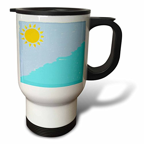 3dRose Sea Sky and Sun Abstract Art Nature Designs Stainless Steel Travel Mug, 14-Ounce