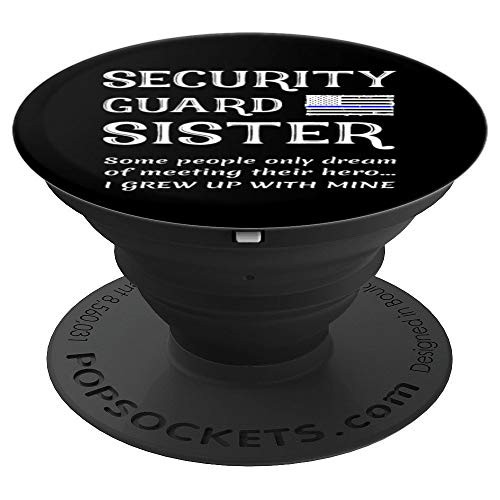 Proud Security Guard Sister Thin Blue Line US American Flag PopSockets Grip and Stand for Phones and Tablets