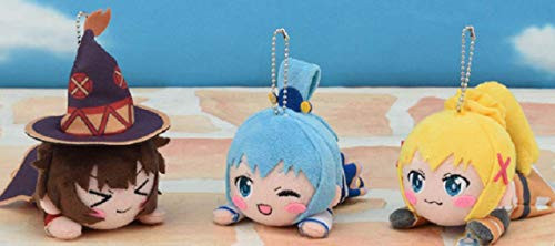 Sega Konosuba Movie: God's Blessing on This Wonderful World! Legend of Crimson Nesoberi Keychain Mascot Plush Ver.1 4.7" Set of 3 (Megumin, Aqua, Darkness)