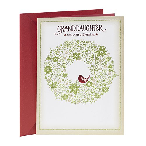 Hallmark Christmas Card for Granddaughter (Wreath with Bird)