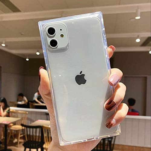 iPhone 11 Clear Case,Tzomsze Square iPhone 11 Cases Reinforced Corners TPU Cushion,Crystal Clear Slim Cover Shock Absorption TPU Silicone Shell for iPhone 11 6.1 inch (2019)-Clear