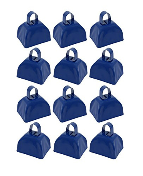 Metal School Cowbells - Set of 12 Blue Metal Cowbell Noisemakers (Blue Cowbells) Metal School Cowbells - Set of 12 Blue Metal Cowbell Noisemakers (Blue Cowbells)