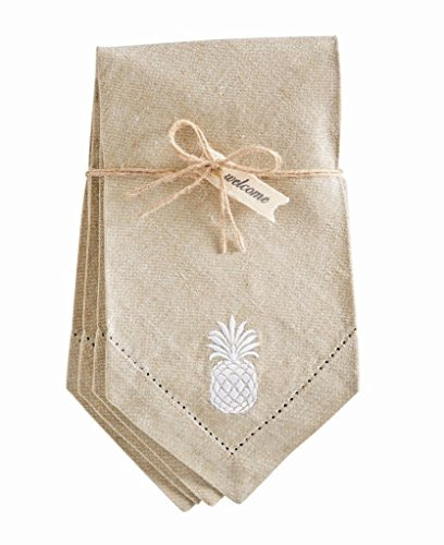 Mud Pie 4285004 Pineapple Napkin Set, White