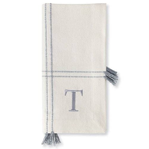 Mud Pie White T Initial Tassel Dinner Set of Napkins Kitchen Linens