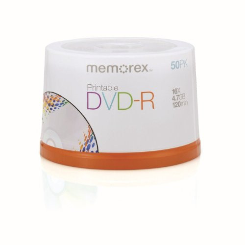 Memorex 4.7Gb/16x Printable DVD-R 50-Pack Spindle (Discontinued by Manufacturer)
