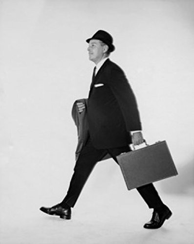 Posterazzi Side Profile of Businessman Carrying Briefcase and an Overcoat Poster Print, (18 x 24)