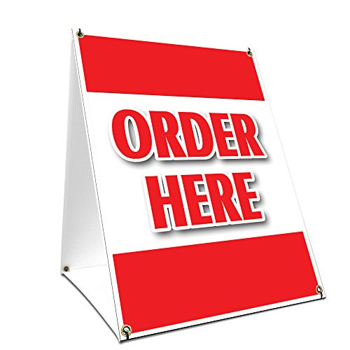 A-Frame Sidewalk Order Here Sign with Graphics On Each Side | 18" X 24" Print Size