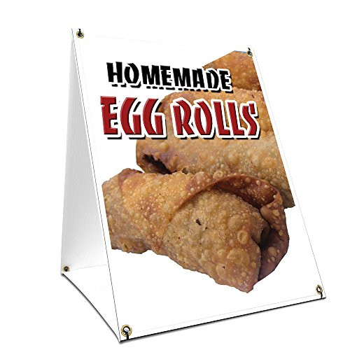 A-Frame Sidewalk Homemade Egg Rolls Sign with Graphics On Each Side | 18" X 24" Print Size