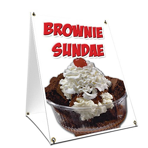 A-Frame Sidewalk Brownie Sundae Sign with Graphics On Each Side | 18" X 24" Print Size