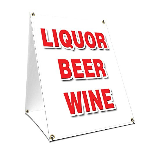 A-Frame Sidewalk Liquor Beer Wine Sign with Graphics On Each Side | 18" X 24" Print Size