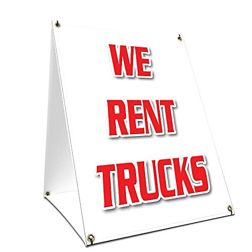 A-Frame Sidewalk We Rent Trucks Sign with Graphics On Each Side | 18" X 24" Print Size